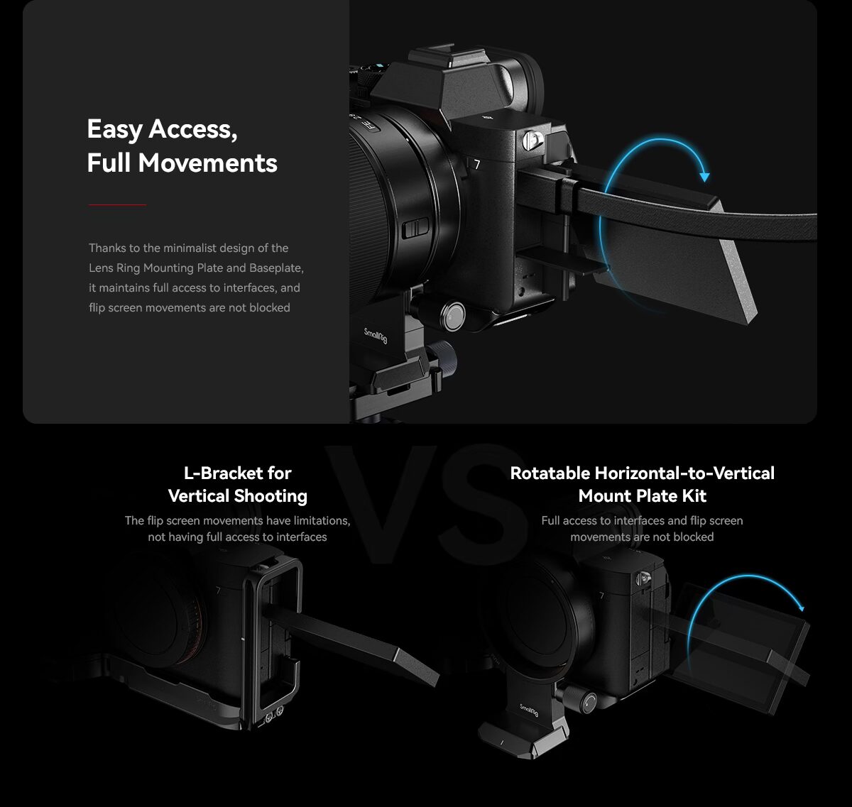 خرید براکت چرخشی و کیج عمودی افقی برای دوربین سونی سری آلفا ۷ اسمال ریگ SmallRig Sony α7 Series】Rotatable Horizontal-to-Vertical Mount Plate Kit