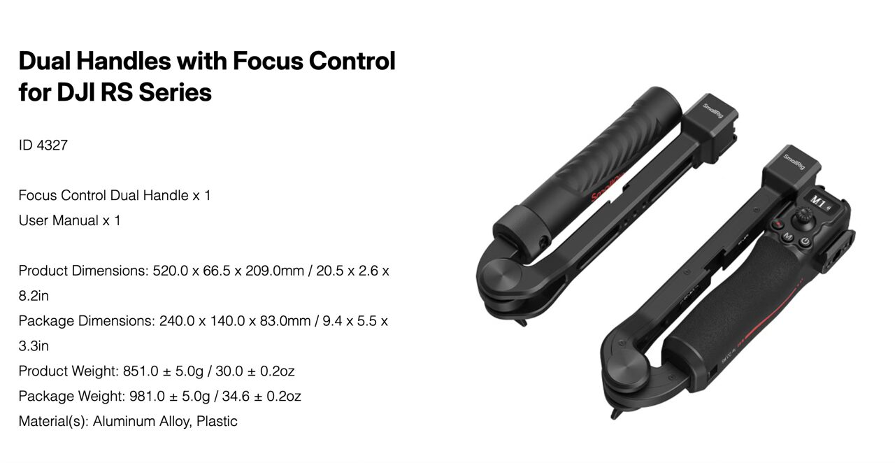 خرید دسته دوتایی و نگهدارنده و هندگریپ فاکوس گیمبال رونین RS اسمال ریگ SmallRig Focus Control Dual Grip for DJI RS Series