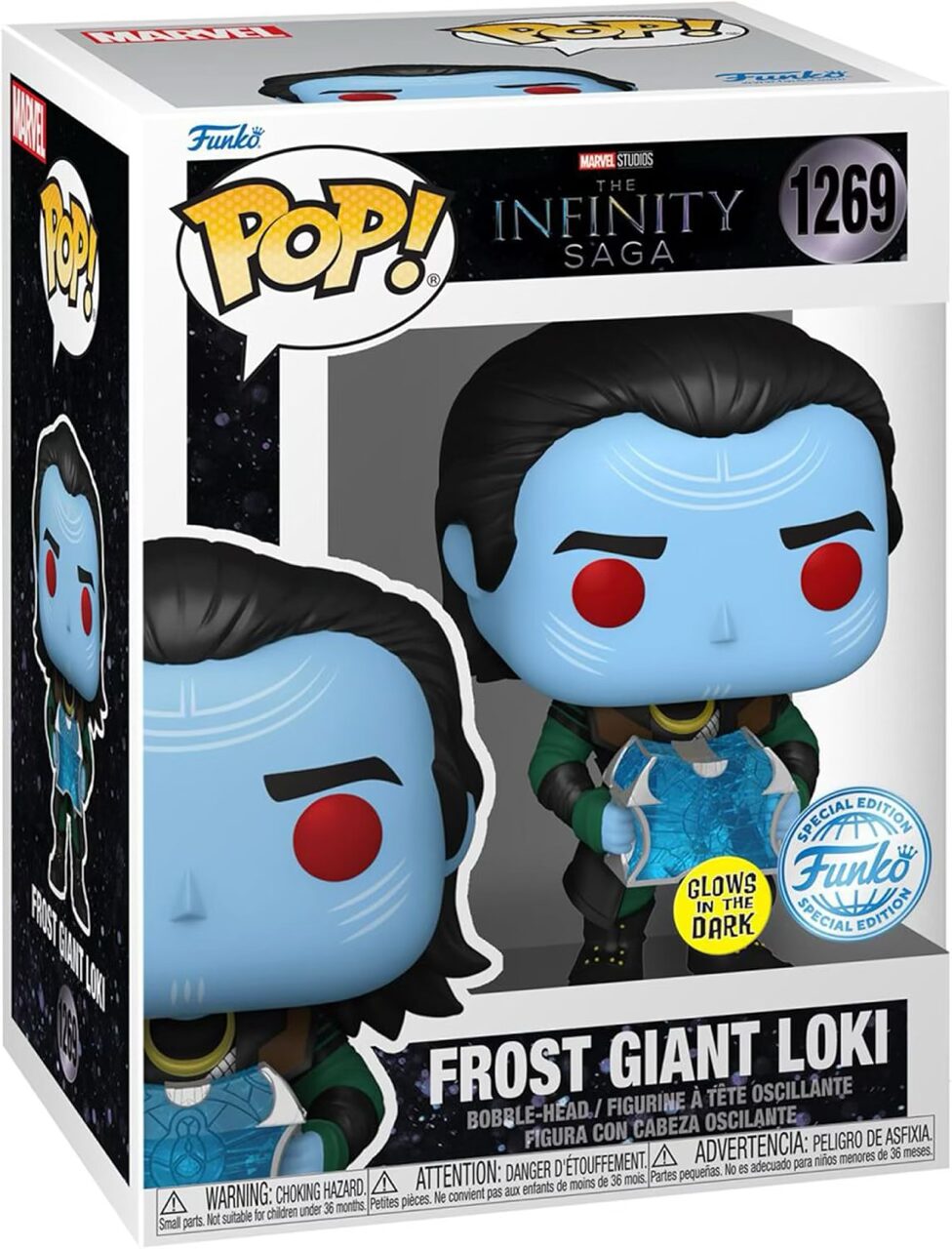 811lMo7Qu2L._AC_SL1500_ Large خرید فیگور فانکو پاپ لوکی طرح غول یخ زده شب تاب Funko POP! Frost Giant Loki Glow-in-The-Dark Entertainment Earth Figure