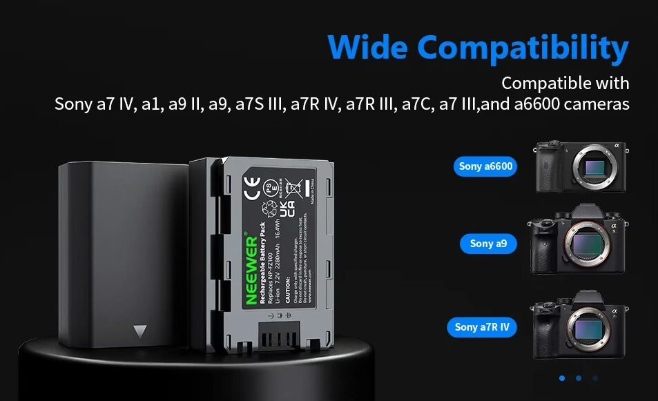 خرید باتری دوربین سونی نیور | NEEWER NP-FZ100 Sony Replacement Battery for Sony ZV-E10II A9III FX3 FX30 ZV-E1 A1 A6600 A6700 A7III A7IV A7C A7CII A7CR A7RIII A7RIV A7RV A7SIII A9 A9II cameras and VG-C3EM, VG-C4EM Grip