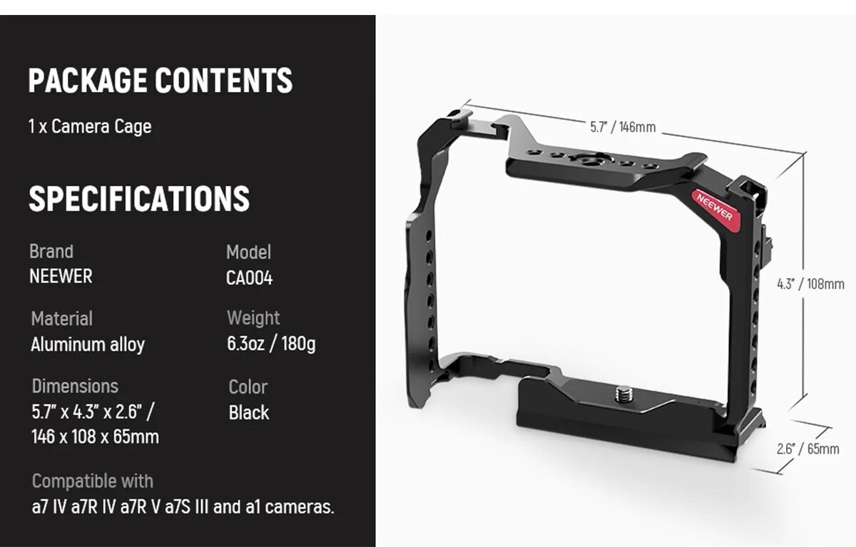 خرید براکت و کیج فلزی دوربین سونی آلفا ۷ NEEWER CA004 Camera Cage For Sony a7RV/ a7IV/ a7RIV/ a7SIII/ a1