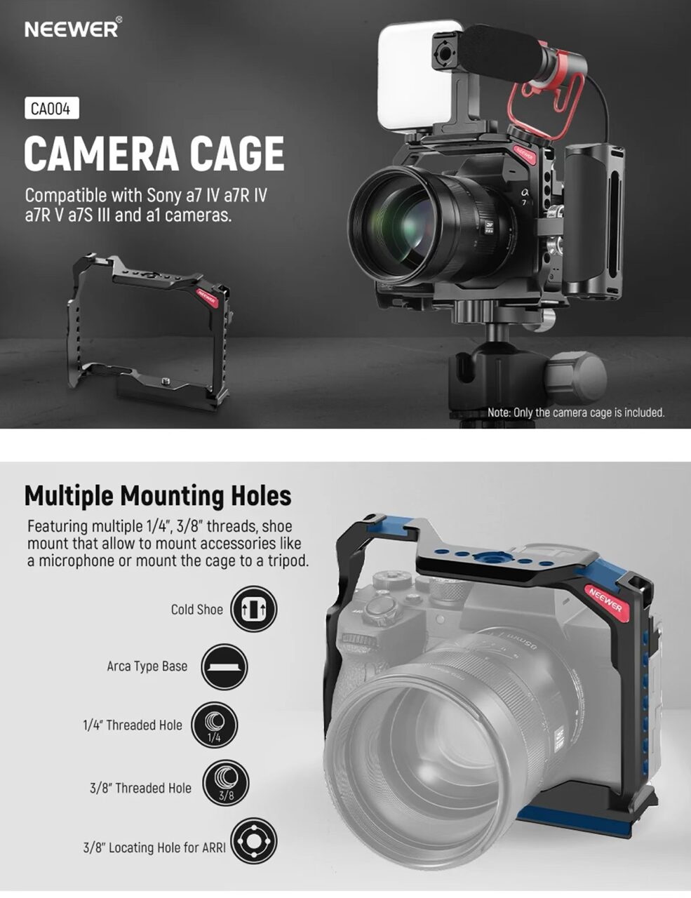 خرید براکت و کیج فلزی دوربین سونی آلفا ۷ NEEWER CA004 Camera Cage For Sony a7RV/ a7IV/ a7RIV/ a7SIII/ a1