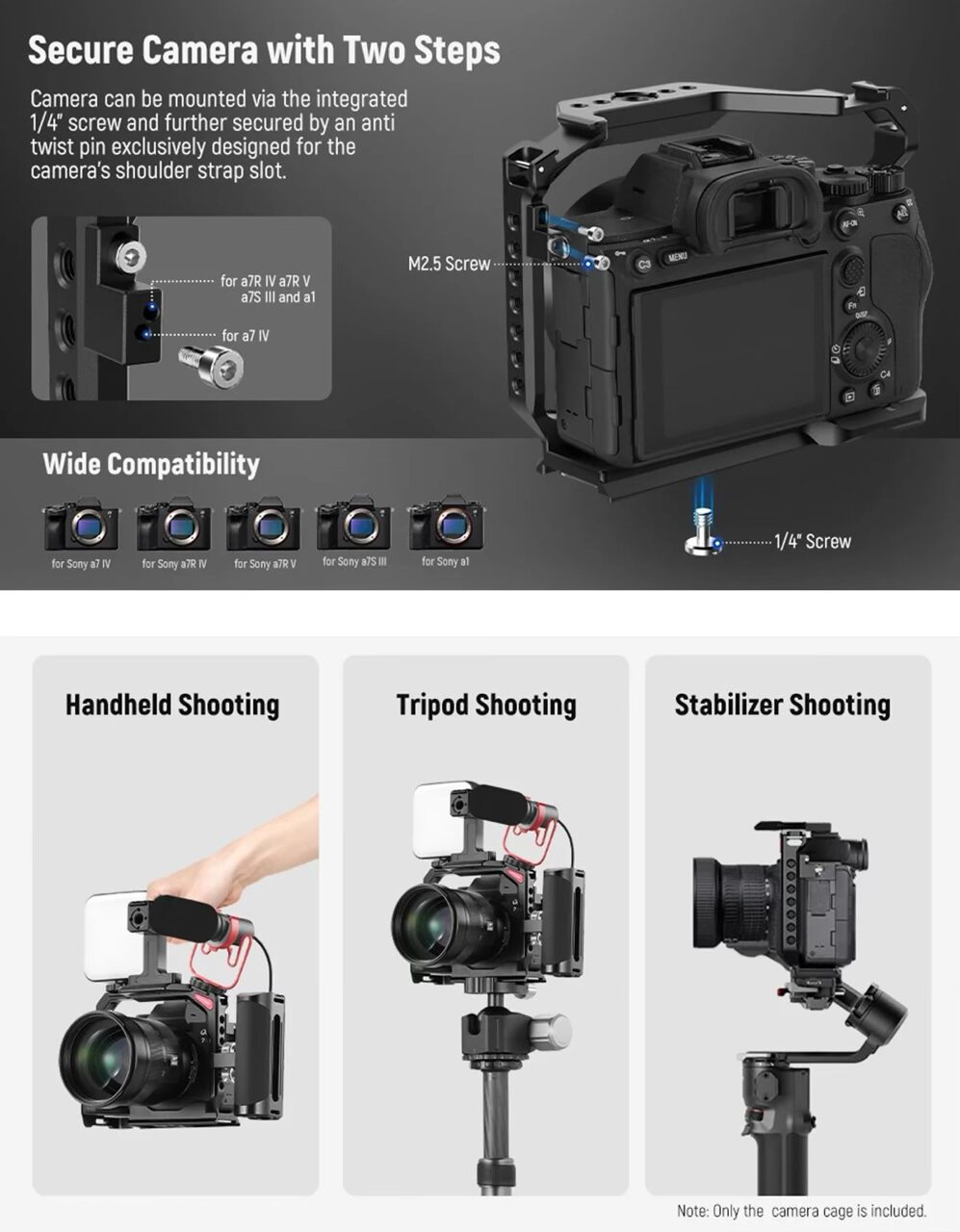 خرید براکت و کیج فلزی دوربین سونی آلفا ۷ NEEWER CA004 Camera Cage For Sony a7RV/ a7IV/ a7RIV/ a7SIII/ a1