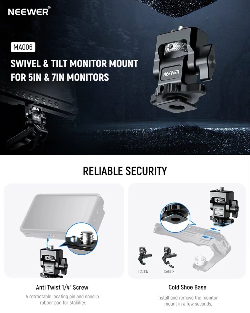 خرید پایه و هولدر مانیتور و نور نیور | NEEWER MA006 Field Monitor Holder