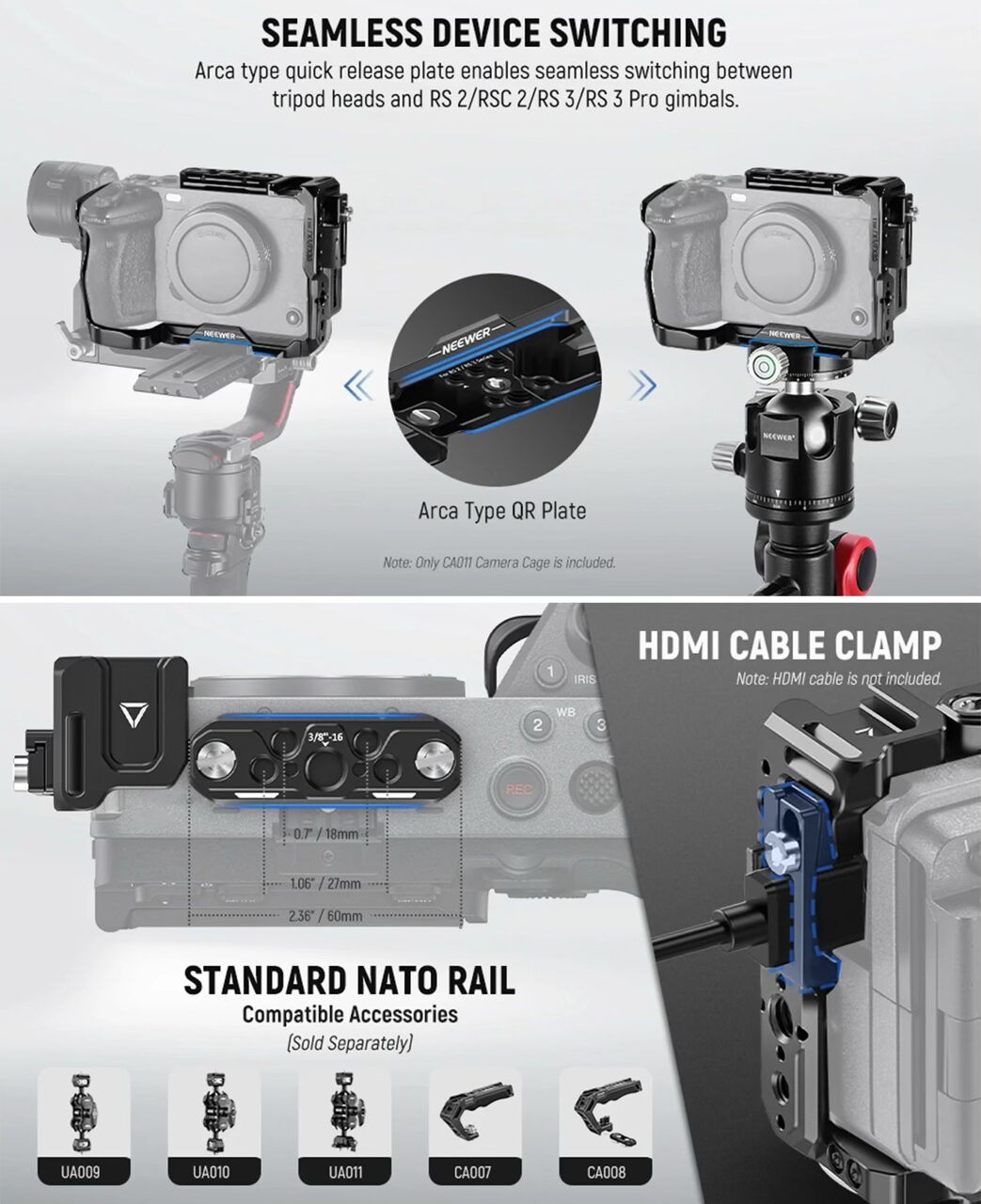 خرید و قیمت کیج فلزی نیور برای دوربین FX3 / FX30 فیلمبرداری حرفه ای NEEWER CA011/CA024 Camera Cage For Sony FX3/FX30