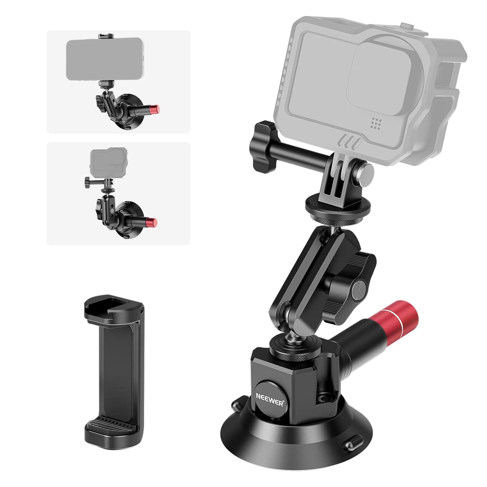 10104421 خرید و قیمت مانت و هولدر و بازو بادکشی ۳ اینچی نیور برای گوپرو و گوشی NEEWER CA104 Suction Cup Mount with Arm