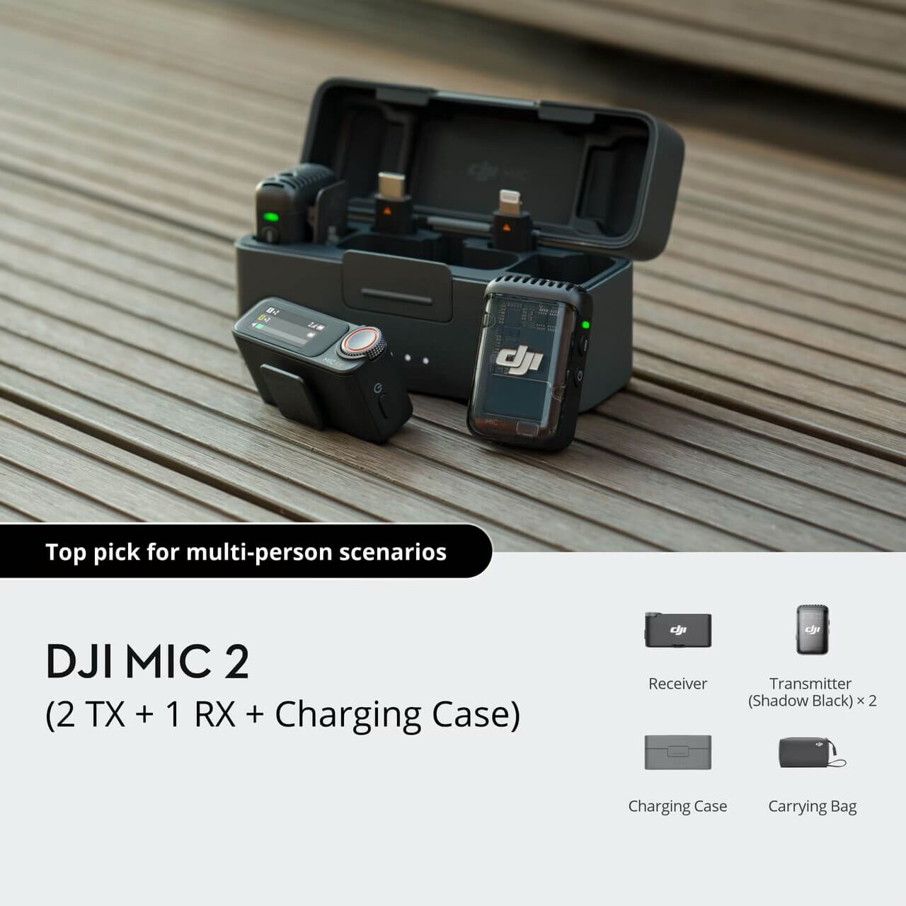 773b788094d5ee60d076dab41aaaa72e@ultra Large خرید میکروفون دی جی آی میک ۲ کمبو دو کاربره قیمت DJI Mic 2 Combo 1TX + 2RX + Charging Case