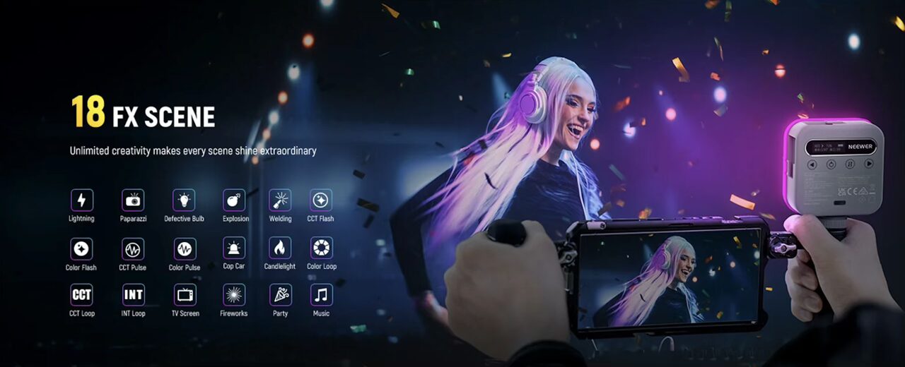 خرید ویدیو لایت و نور ال ای دی نیور قیمت سلفی لایت و نور ولاگینگ NEEWER BASICS BL60C Magnetic RGB Video Light