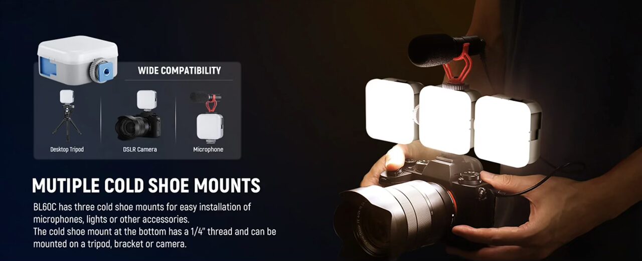 خرید ویدیو لایت و نور ال ای دی نیور قیمت سلفی لایت و نور ولاگینگ NEEWER BASICS BL60C Magnetic RGB Video Light