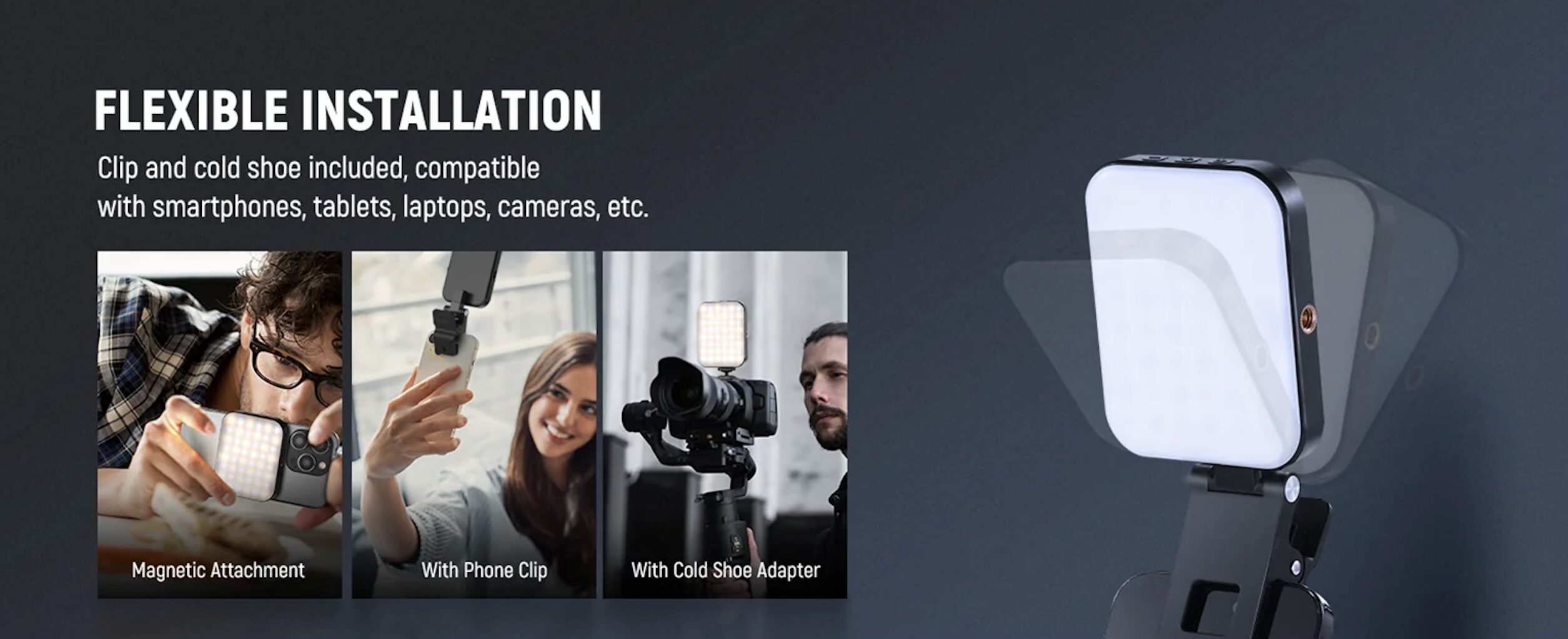 خرید ویدیو لایت و نور ال ای دی نیور قیمت سلفی لایت و نور ولاگینگ NEEWER BASICS BL48B Rechargeable Magnetic Selfie Light For MagSafe
