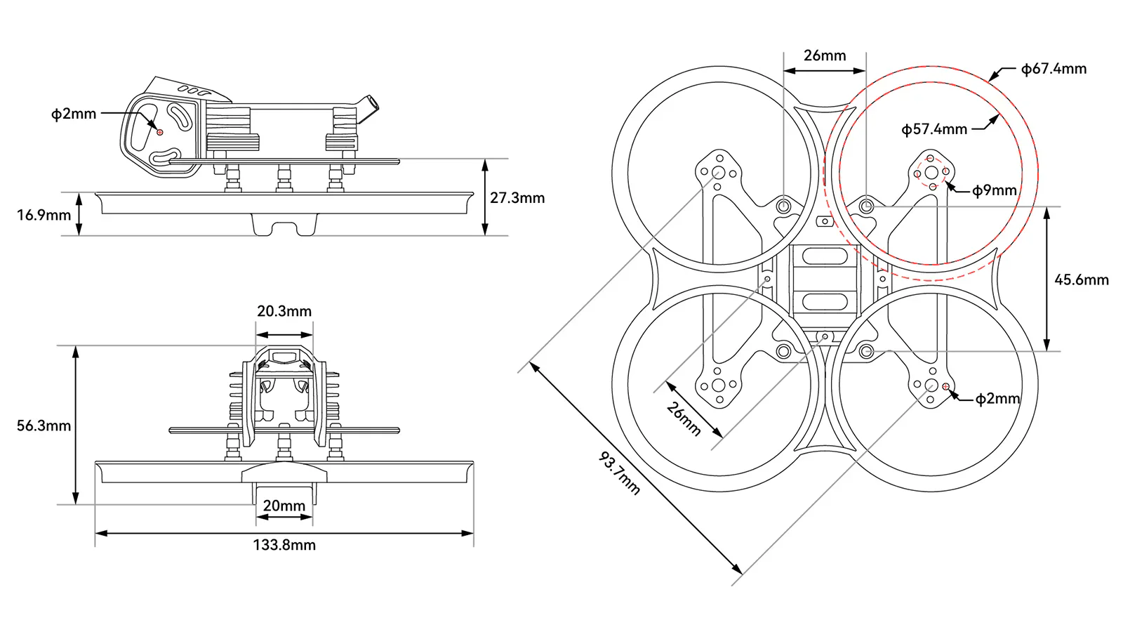 مانت ایریونیت O4 Pro برند BetaFPV برای فریم پاوو ۲۰ و پاوو ۲۵ | BetaFPV O4 PRO Air Unit Bracket for the Pavo20 Pro Frame