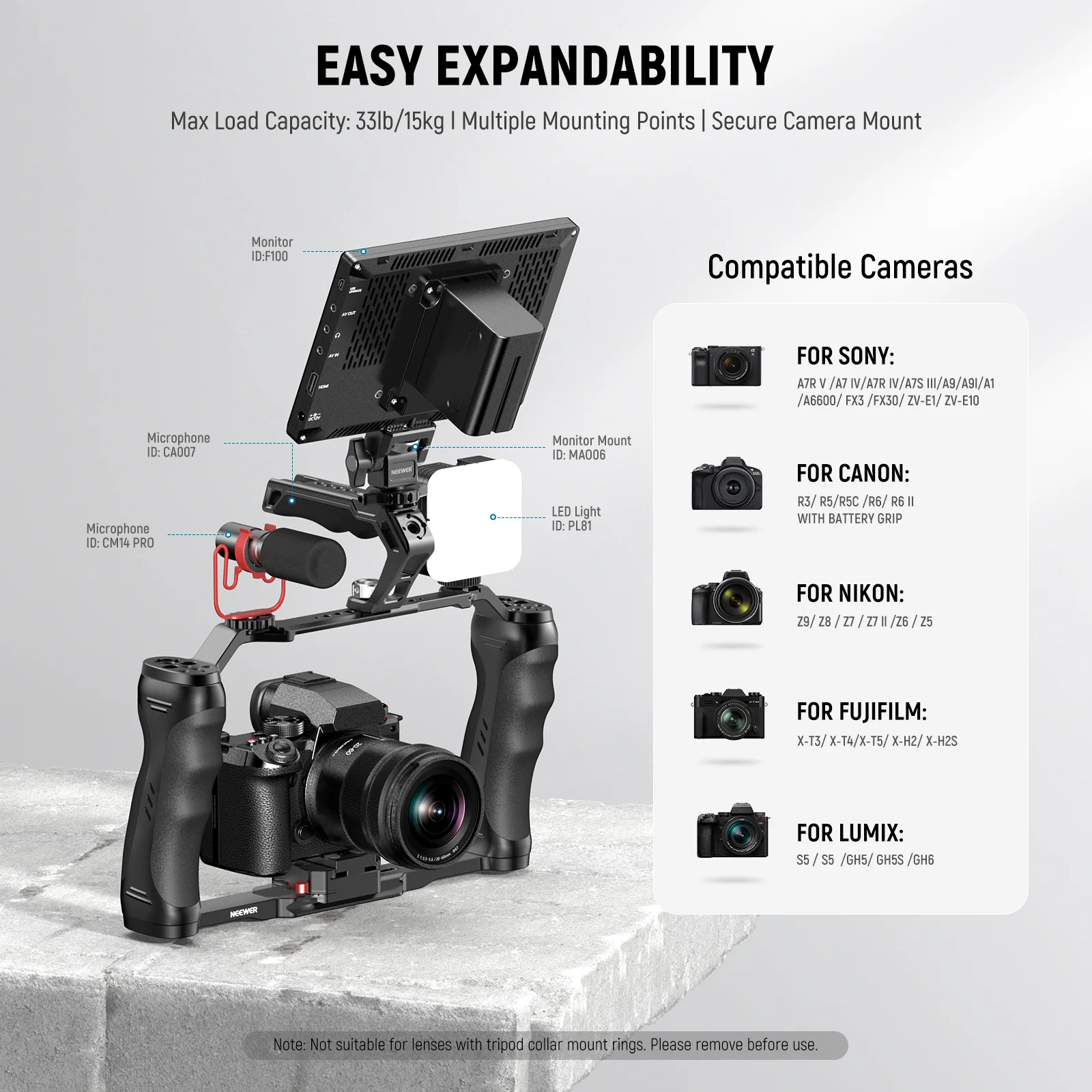 کیج دوربین نیور با سیستم اتصال سریع آرکا سوئیس | NEEWER CA077 Universal Video Camera Cage