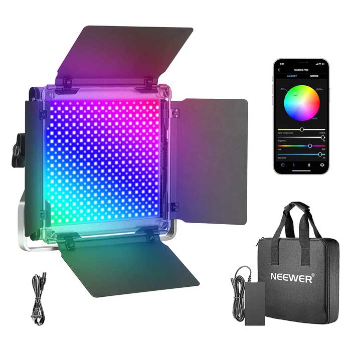 1 نور ویدیو لایت آر جی بی تولید محتوا و فیلم برداری نیور با قابلیت کنترل با موبایل | NEEWER Upgraded RGB660 PRO II LED Video Light