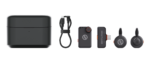 پک کامل LARK M2S Combo شامل دو فرستنده، گیرنده دوربین، گیرنده USB-C، کیس و کابل Lightning